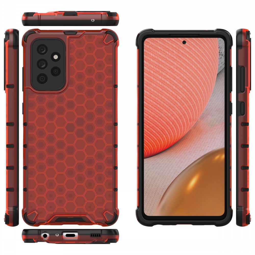  Samsung Galaxy A72 - Armor Honeycomb Textur Skal - Röd