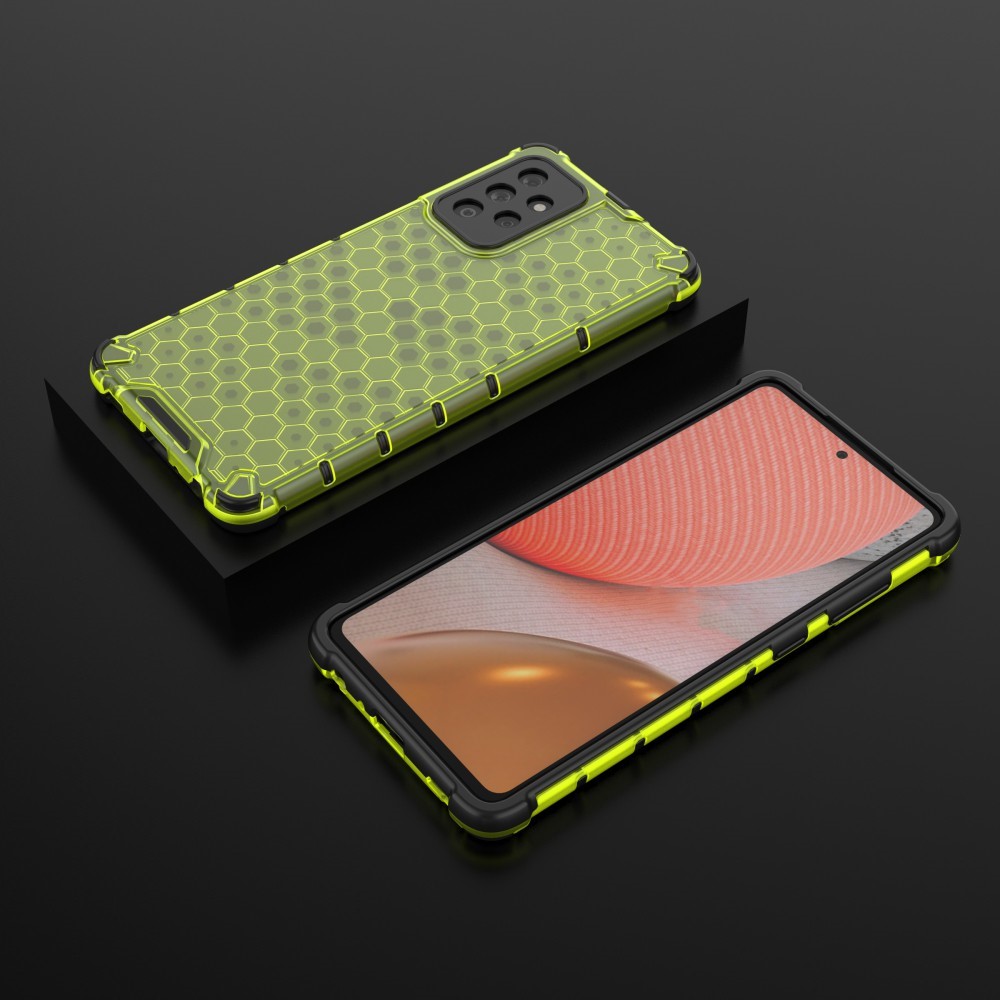  Samsung Galaxy A72 - Armor Honeycomb Textur Skal - Grön