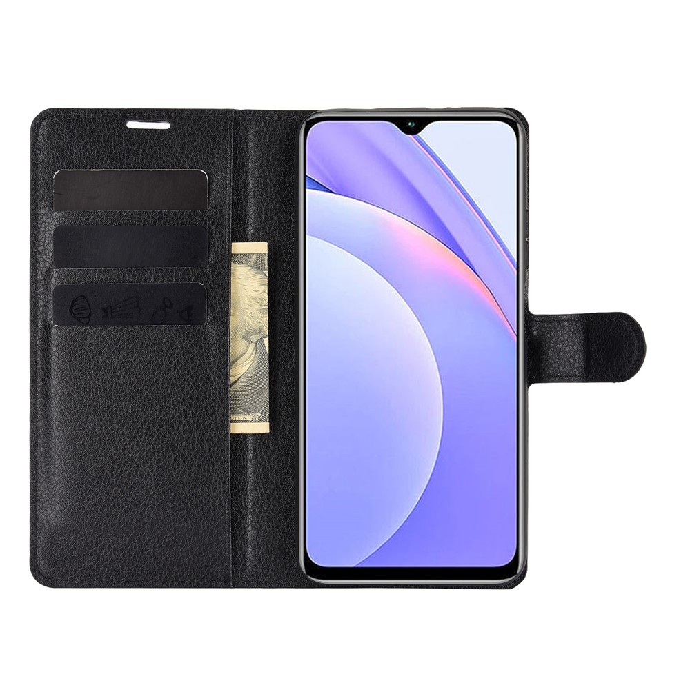  Xiaomi Redmi 9T - Litchi Läder Fodral - Svart