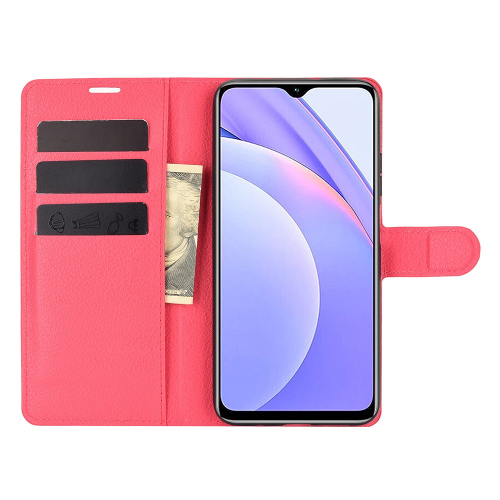  Xiaomi Redmi 9T - Litchi Läder Fodral - Röd