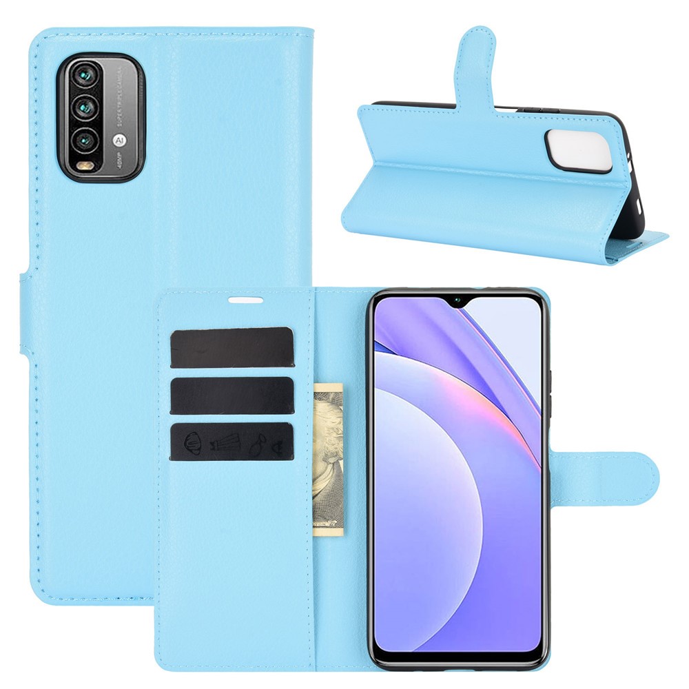  Xiaomi Redmi 9T - Litchi Läder Fodral - Blå