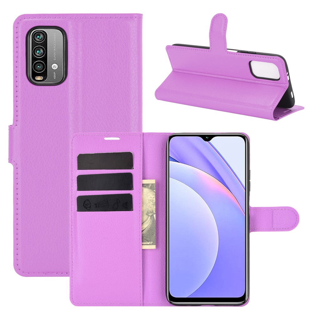  Xiaomi Redmi 9T - Litchi Läder Fodral - Lila