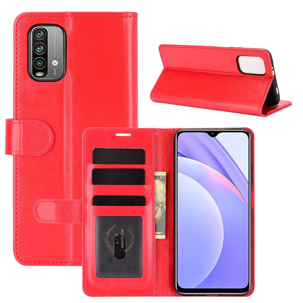  Xiaomi Redmi 9T - Crazy Horse Läder Fodral - Röd