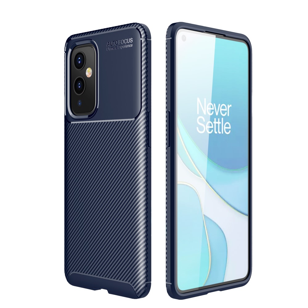  OnePlus 9 - Kolfiber Textur Skal - Blå