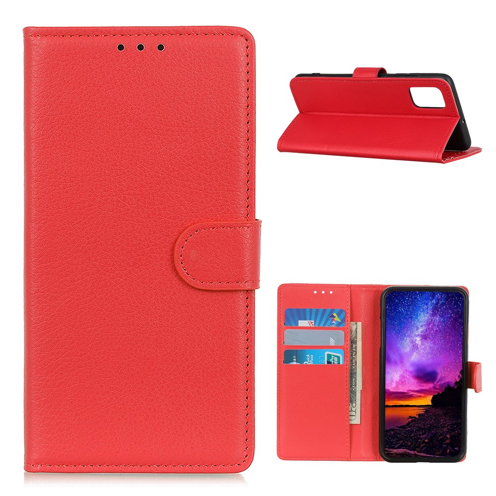  OnePlus 9 - Litchi Läder Fodral - Röd