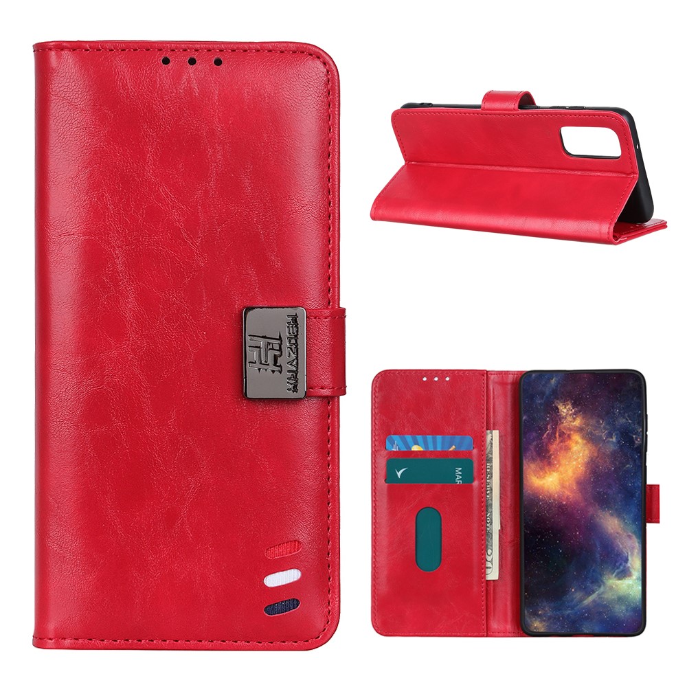 KHAZNEH OnePlus 9 - KHAZNEH Tri-Color Läder Fodral - Röd