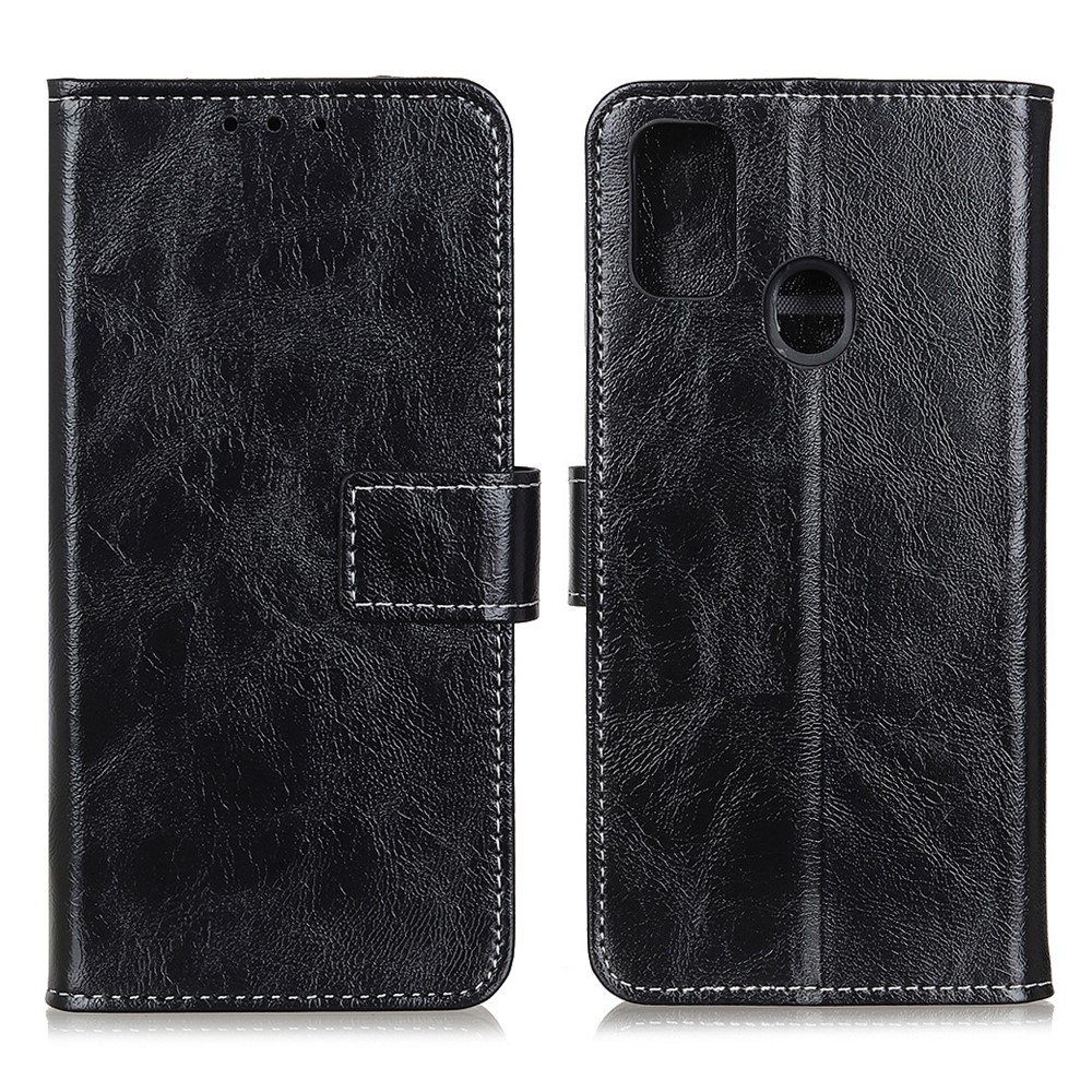  Motorola Moto G10/G20/G30 - Crazy Horse Läder Fodral - Svart
