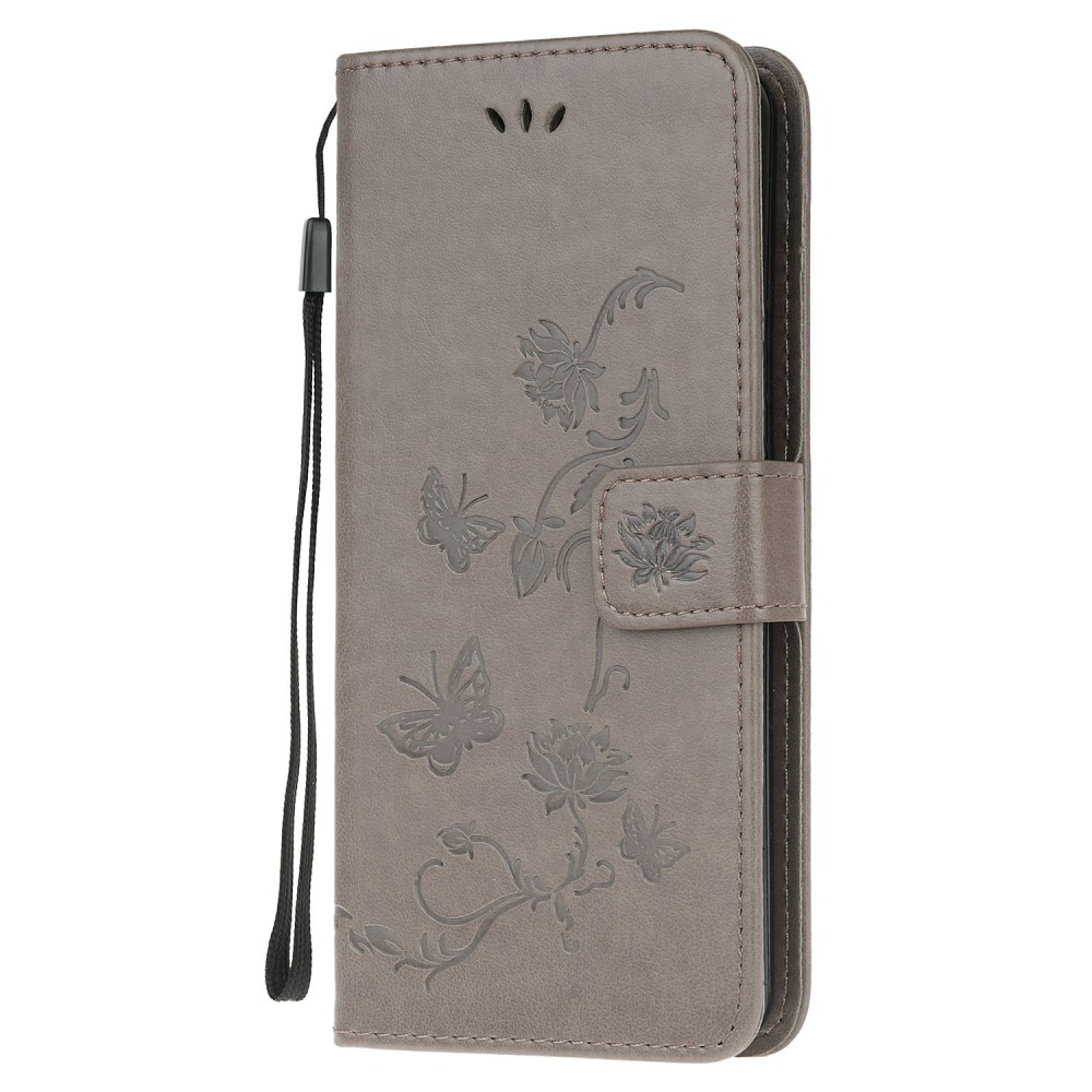  Motorola Moto G10/G20/G30 - Tryckt Flower/Butterfly Fodral - Grå