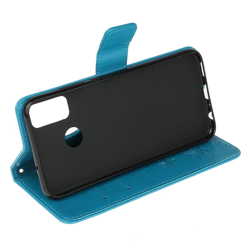  Motorola Moto G10/G20/G30 - Tryckt Flower/Butterfly Fodral - Blå