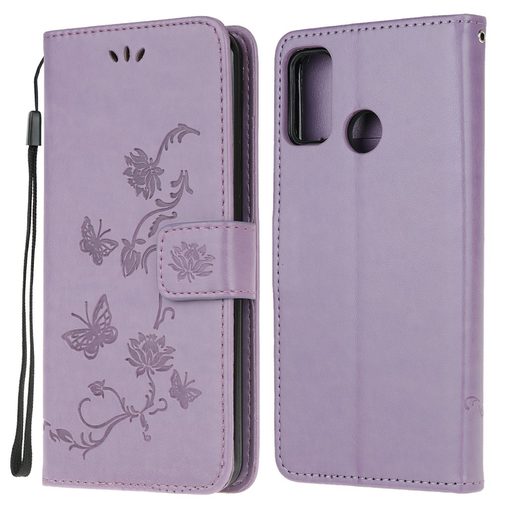  Motorola Moto G10/G20/G30 - Tryckt Flower/Butterfly Fodral - Lila
