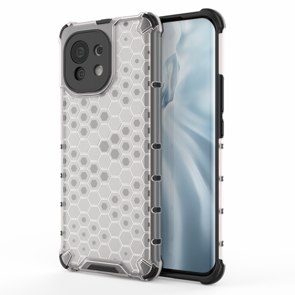  Xiaomi Mi 11 - Armor Honeycomb Textur Skal - Vit