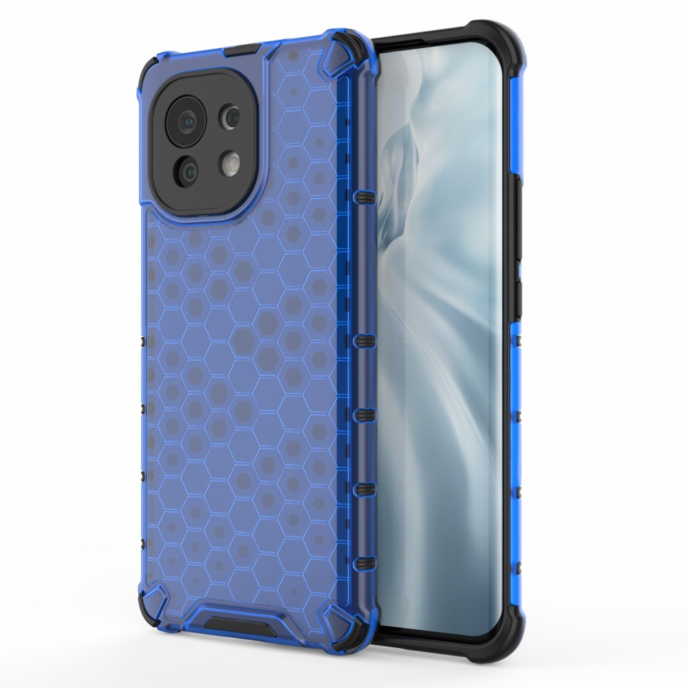  Xiaomi Mi 11 - Armor Honeycomb Textur Skal - Blå