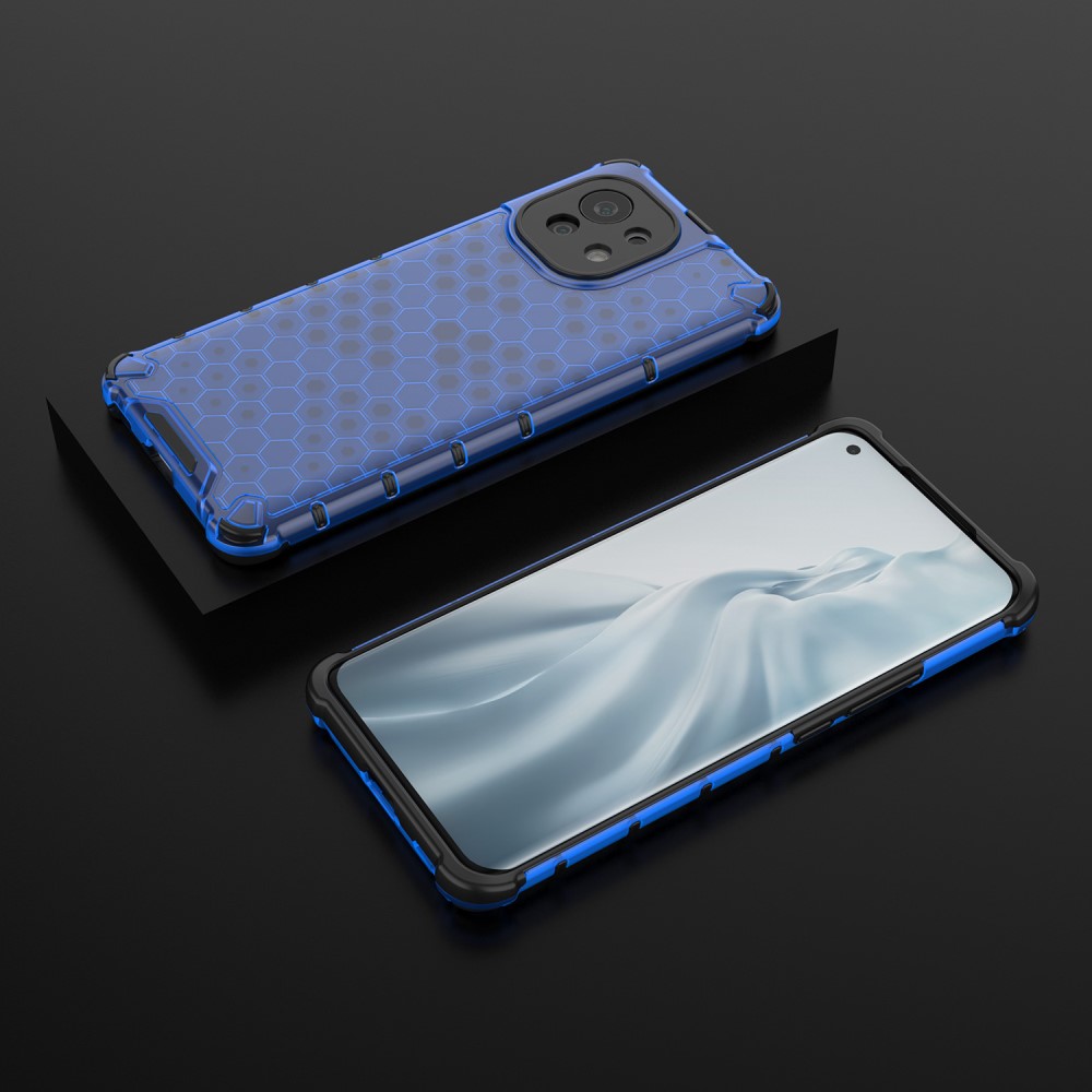  Xiaomi Mi 11 - Armor Honeycomb Textur Skal - Blå