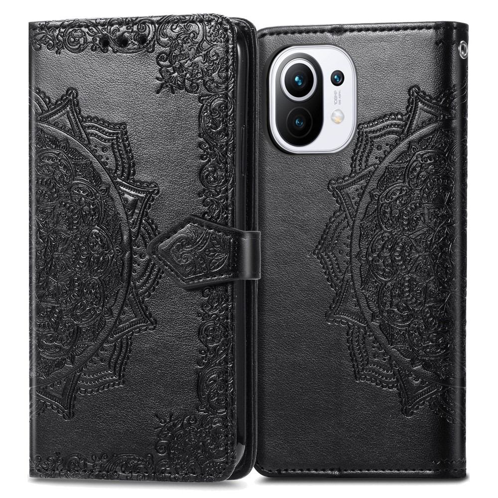  Xiaomi Mi 11 - Mandala Läder Fodral - Svart