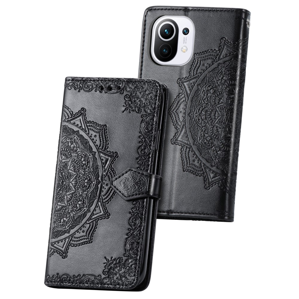  Xiaomi Mi 11 - Mandala Läder Fodral - Svart