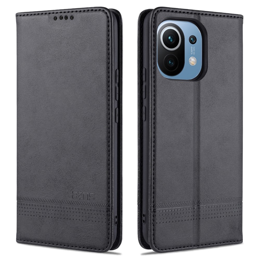 AZNS Xiaomi Mi 11 - AZNS Läder Flip Fodral - Svart