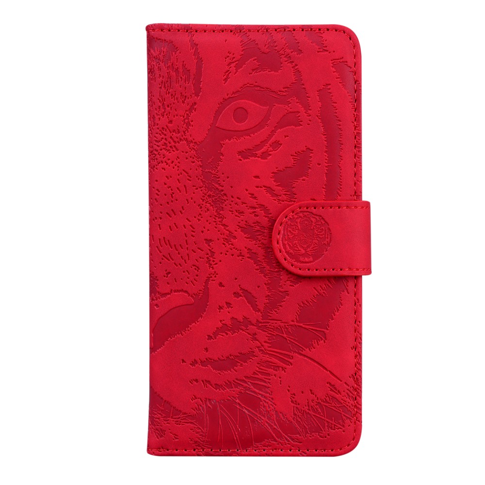  OnePlus 9 Pro - Tiger Tryck Läder Fodral - Röd