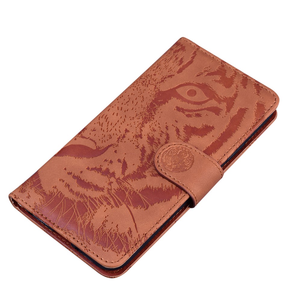  OnePlus 9 Pro - Tiger Tryck Läder Fodral - Brun