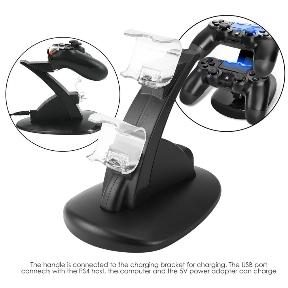  Dockstation För Två Playstation PS4 Kontroller med LED-indikatorer