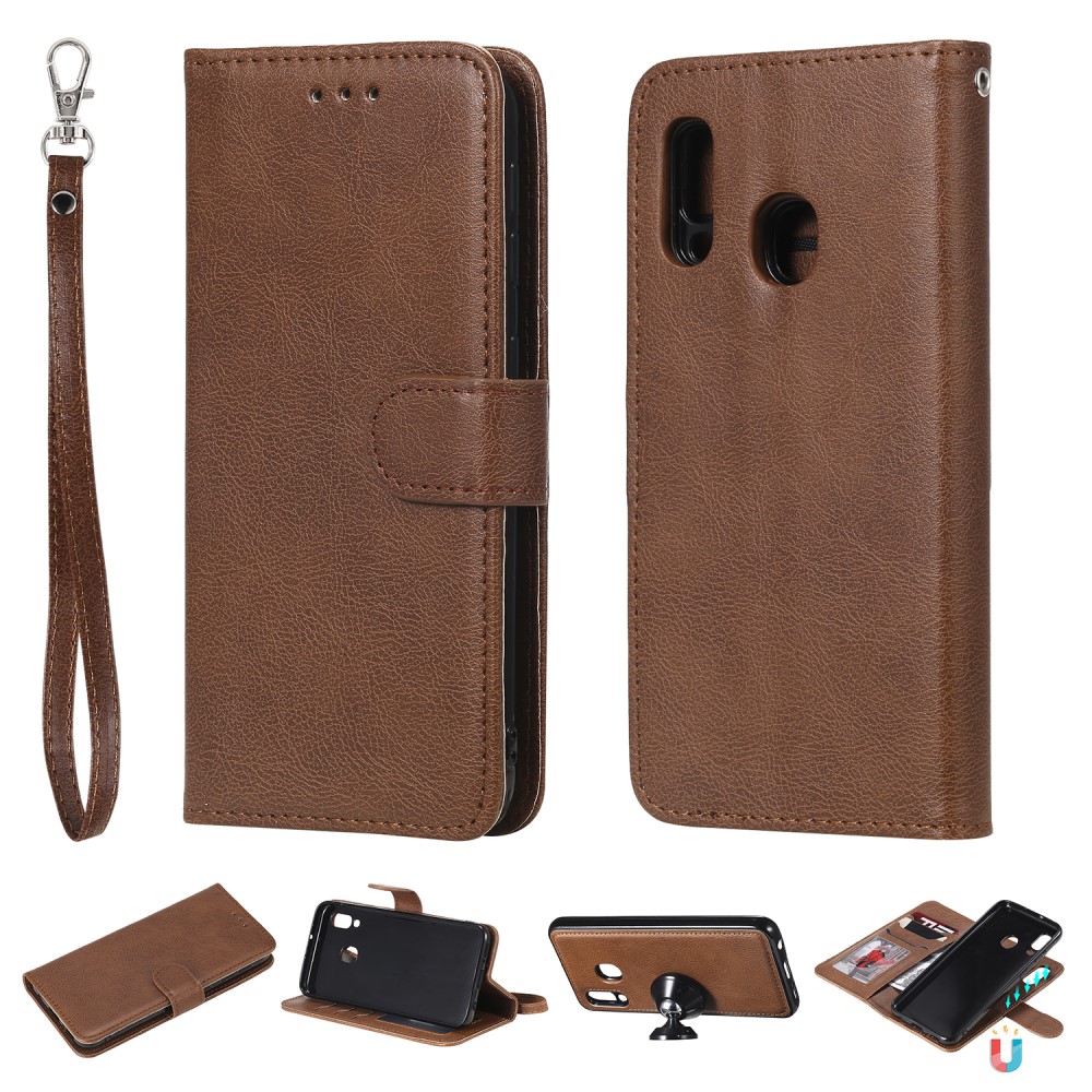  Samsung Galaxy A20e - 2in1 Magnet Skal / Plånboksfodral - Brun