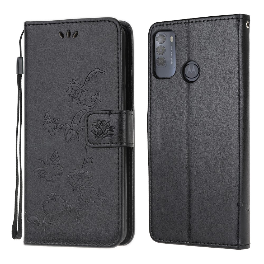  Motorola Moto G50 - Butterfly Flower Fodral - Svart