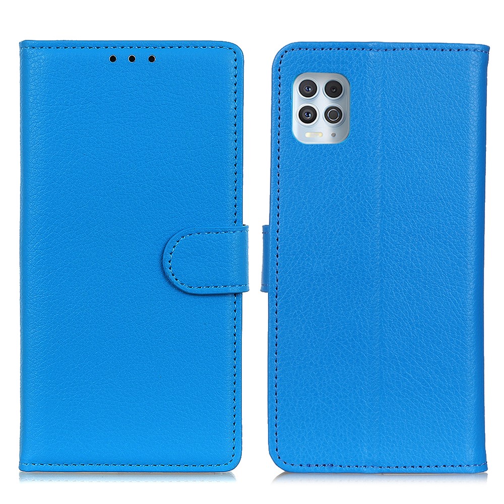  Motorola Moto G100 - Litchi Plånboksfodral - Blå