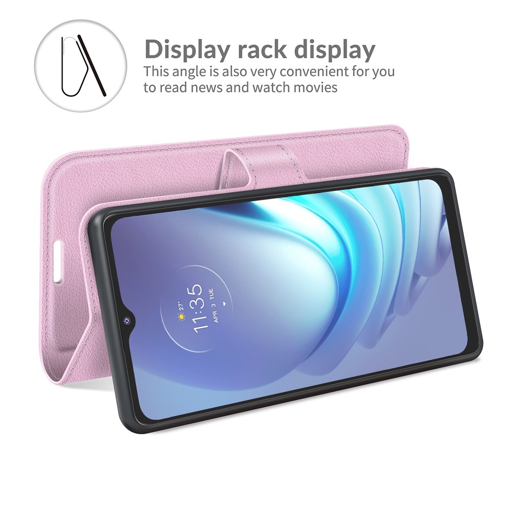  Motorola Moto G50 - Litchi Plånboksfodral - Ljus Rosa