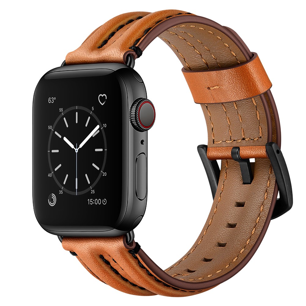  Äkta Läder Armband Apple Watch 42/44/45/46/49 mm Brun
