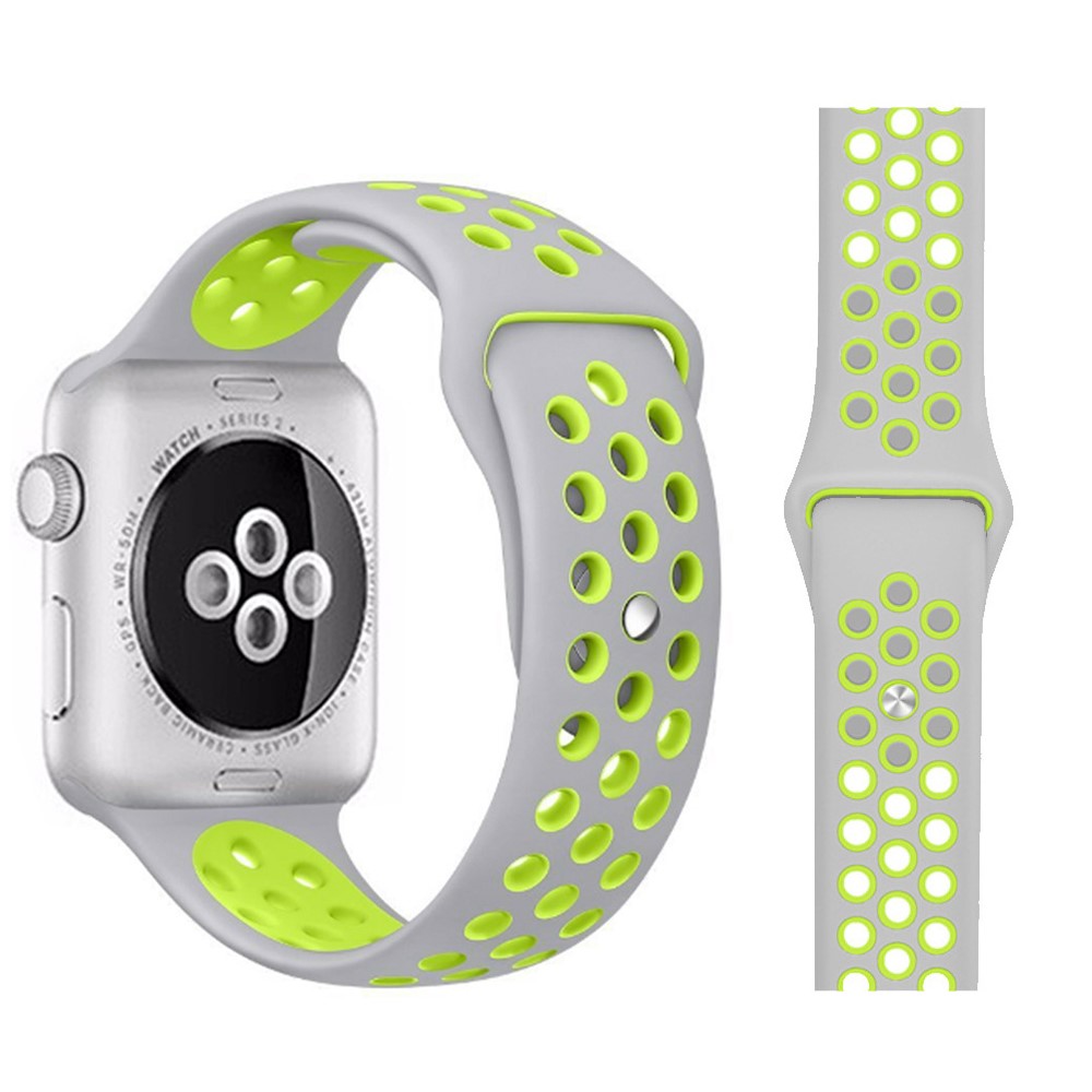  Ihåligt Silikon Armband Apple Watch 42/41/40/38 mm (M/L) - Grå/Grön