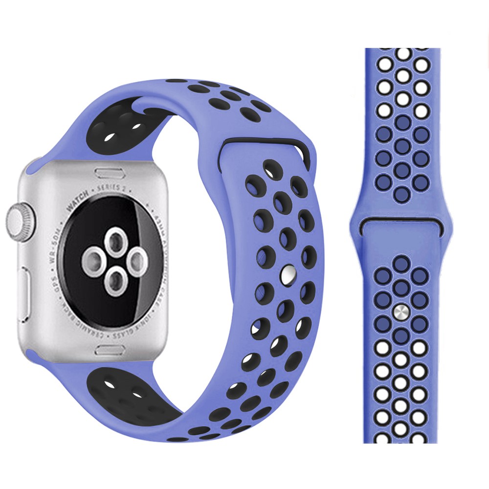  Ihåligt Silikon Armband Apple Watch 42/41/40/38 mm (M/L) - Lila/Svart