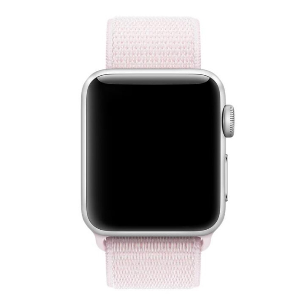  Nylon Loop Armband Justerbart Apple Watch 42/44/45/46/49 mm Ljus Rosa