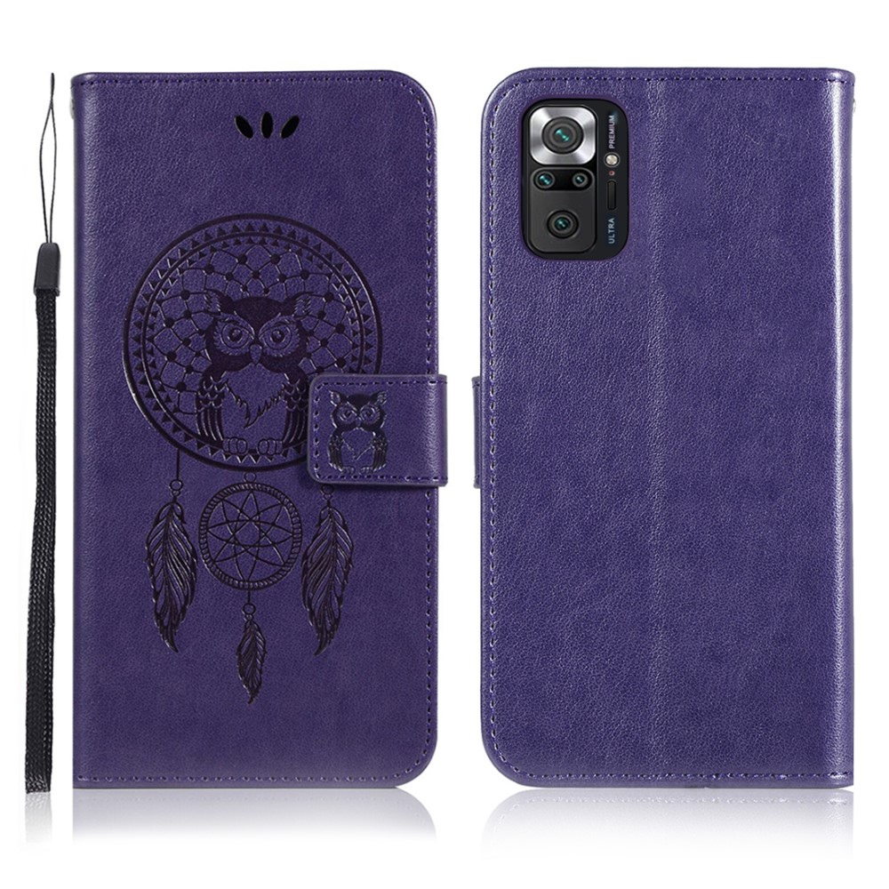  Xiaomi Redmi Note 10 Pro - Owl Dream Catcher Läder Fodral - Lila