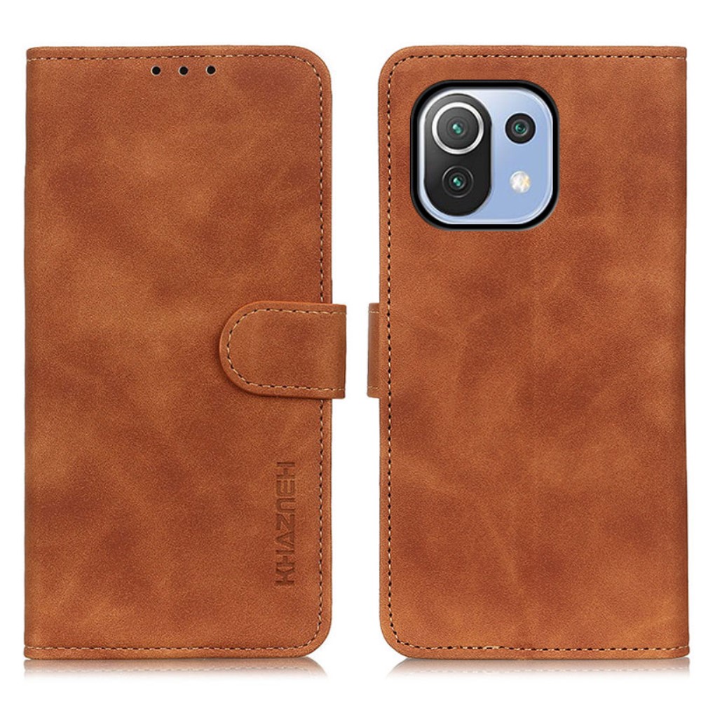 KHAZNEH Xiaomi Mi 11 Lite - KHAZNEH Retro Läder Fodral - Brun