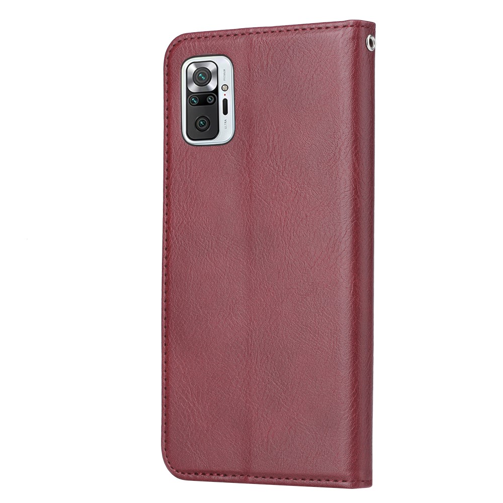  Xiaomi Redmi Note 10 Pro - Läder Flip Fodral - Vinröd