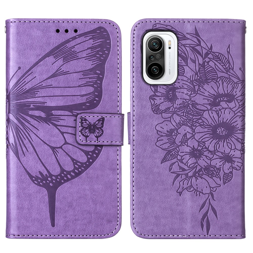  Xiaomi Mi 11i - Butterfly Läder Fodral - Ljus Lila