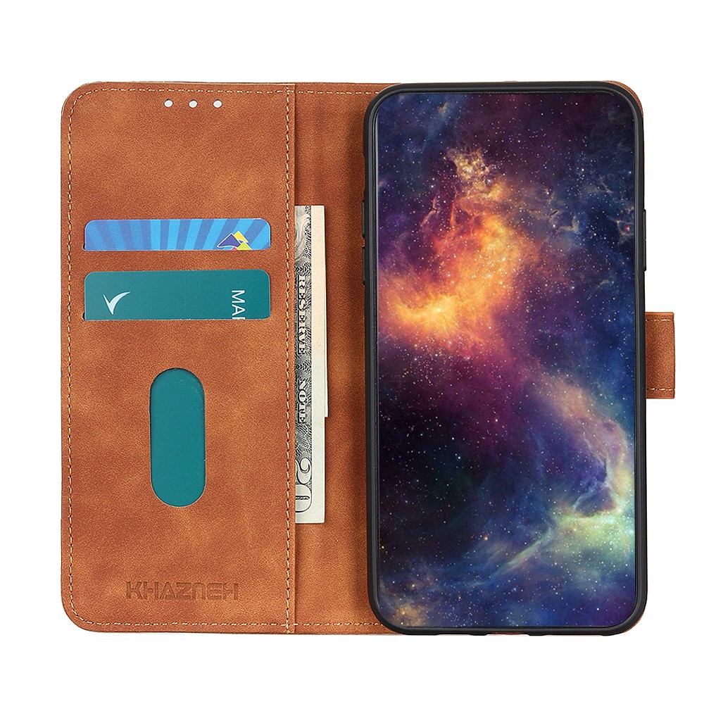 KHAZNEH Realme C21 - KHAZNEH Retro Läder Fodral - Brun