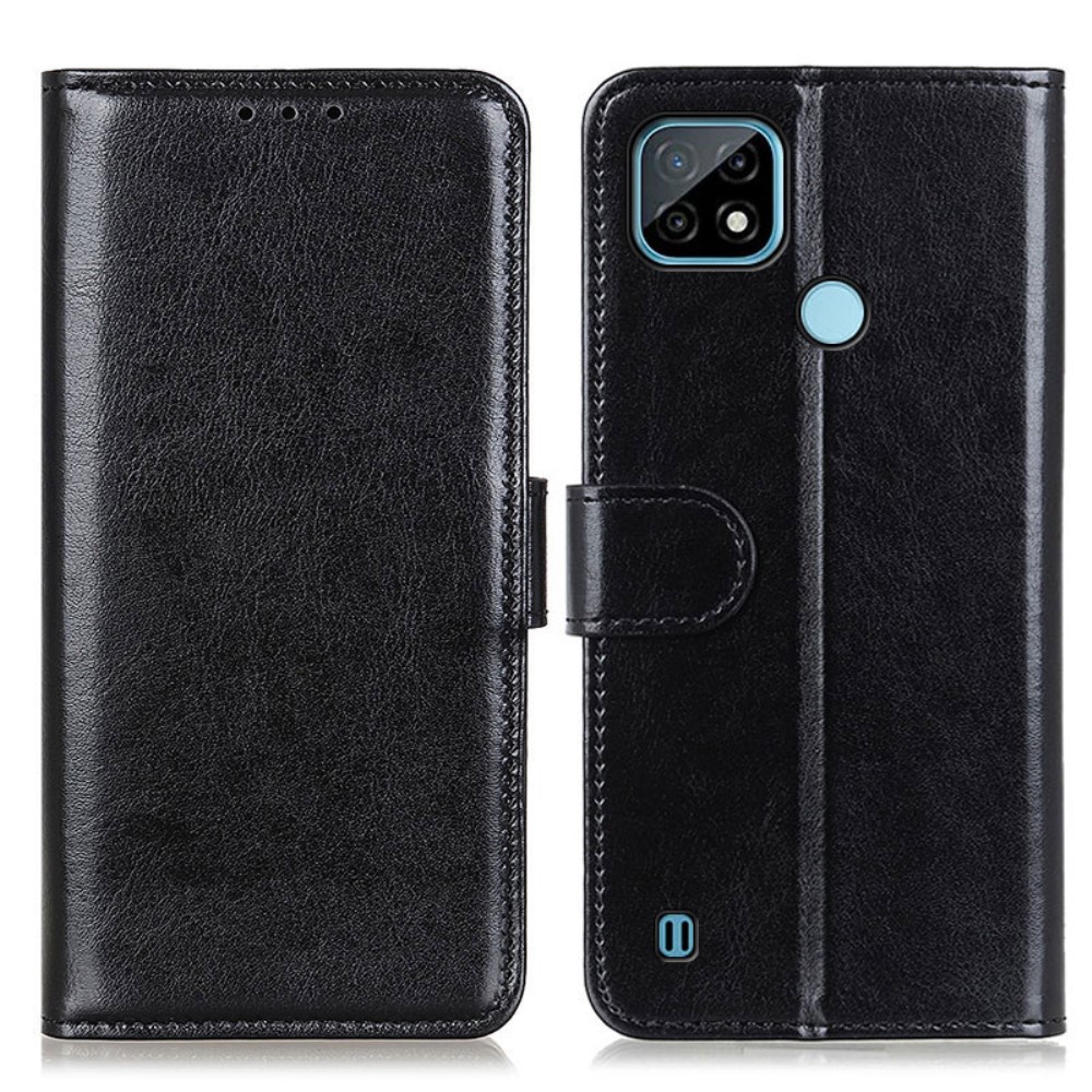 Realme C21 - Crazy Horse Läder Fodral - Svart