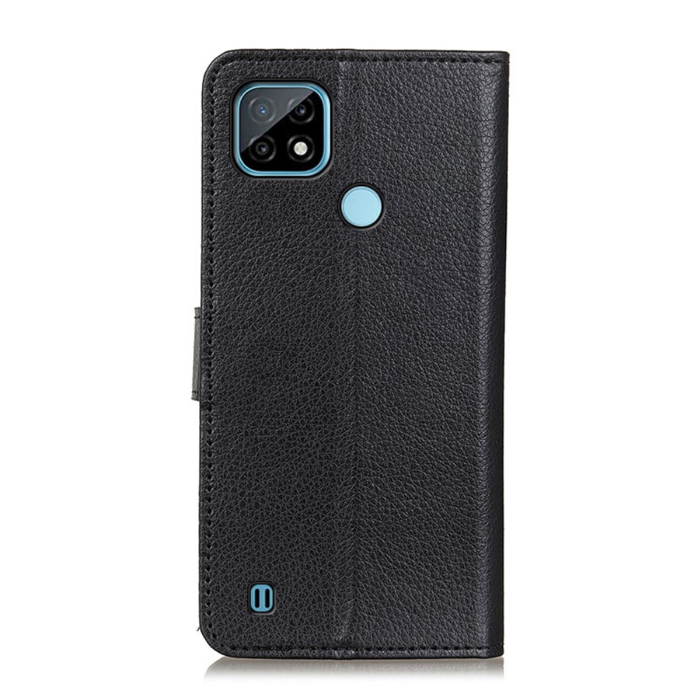  Realme C21 - Litchi Läder Fodral - Svart