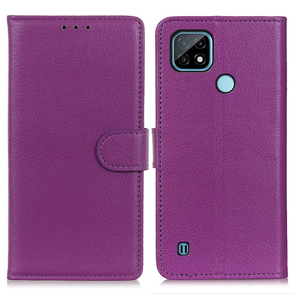  Realme C21 - Litchi Läder Fodral - Lila