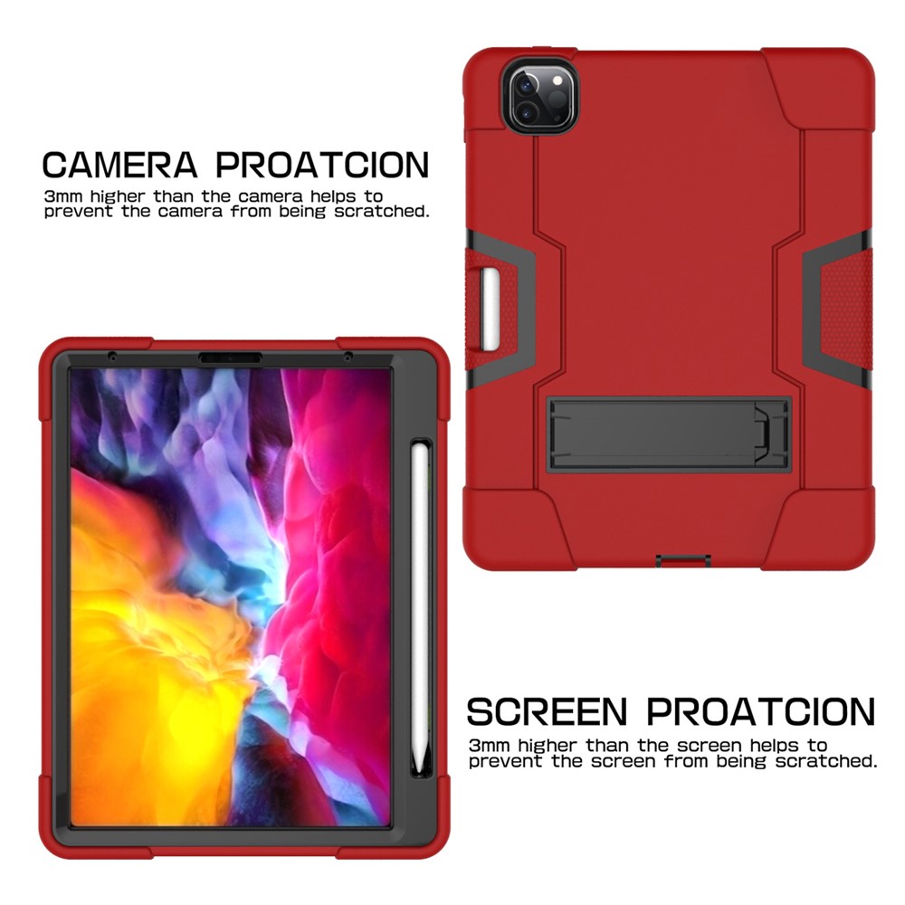  iPad Pro 11 (2018/2020/2021) - Shockproof Hybrid Skal Med Kickstand - Röd