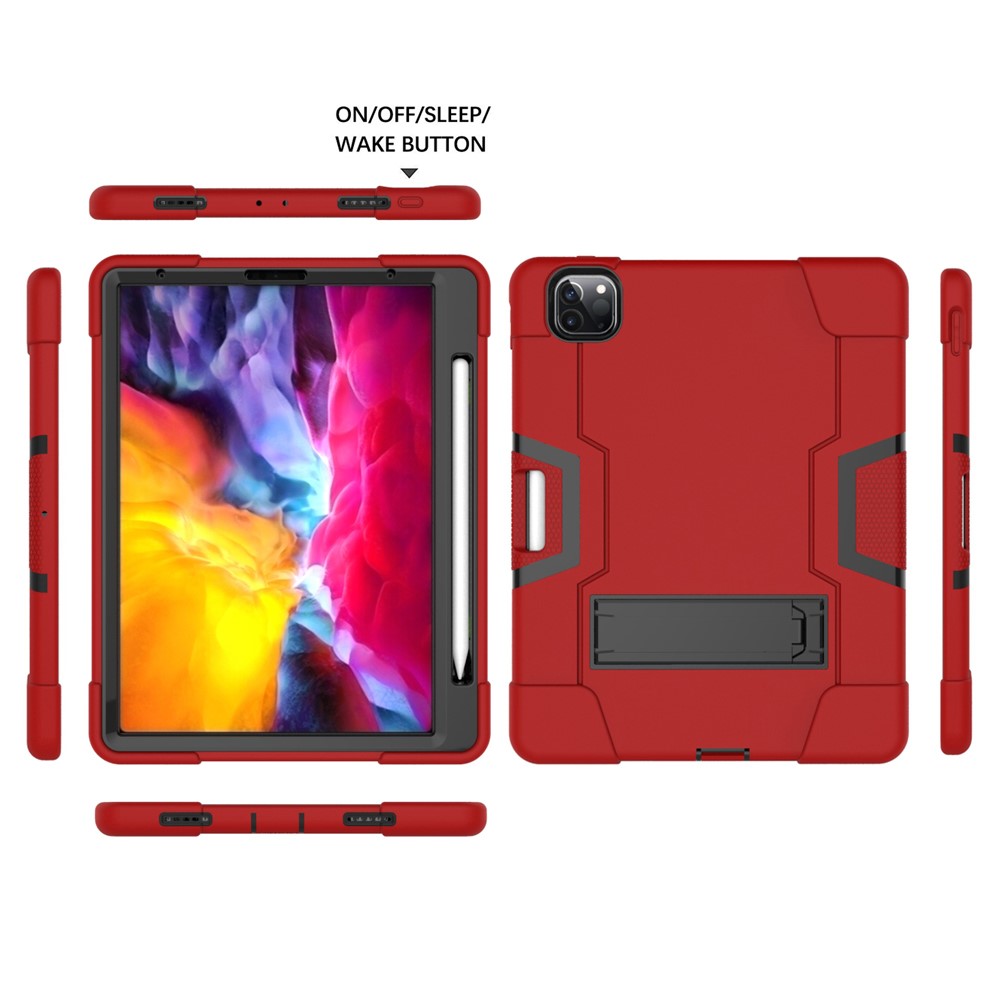 iPad Pro 11 (2018/2020/2021) - Shockproof Hybrid Skal Med Kickstand - Röd