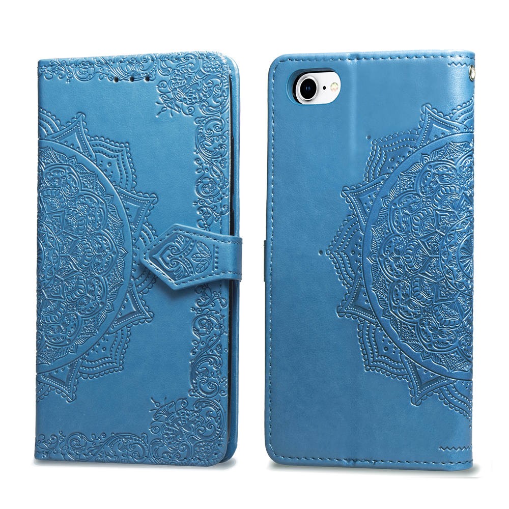  iPhone 7/8/SE (2020/2022) - Mandala Läder Fodral - Blå