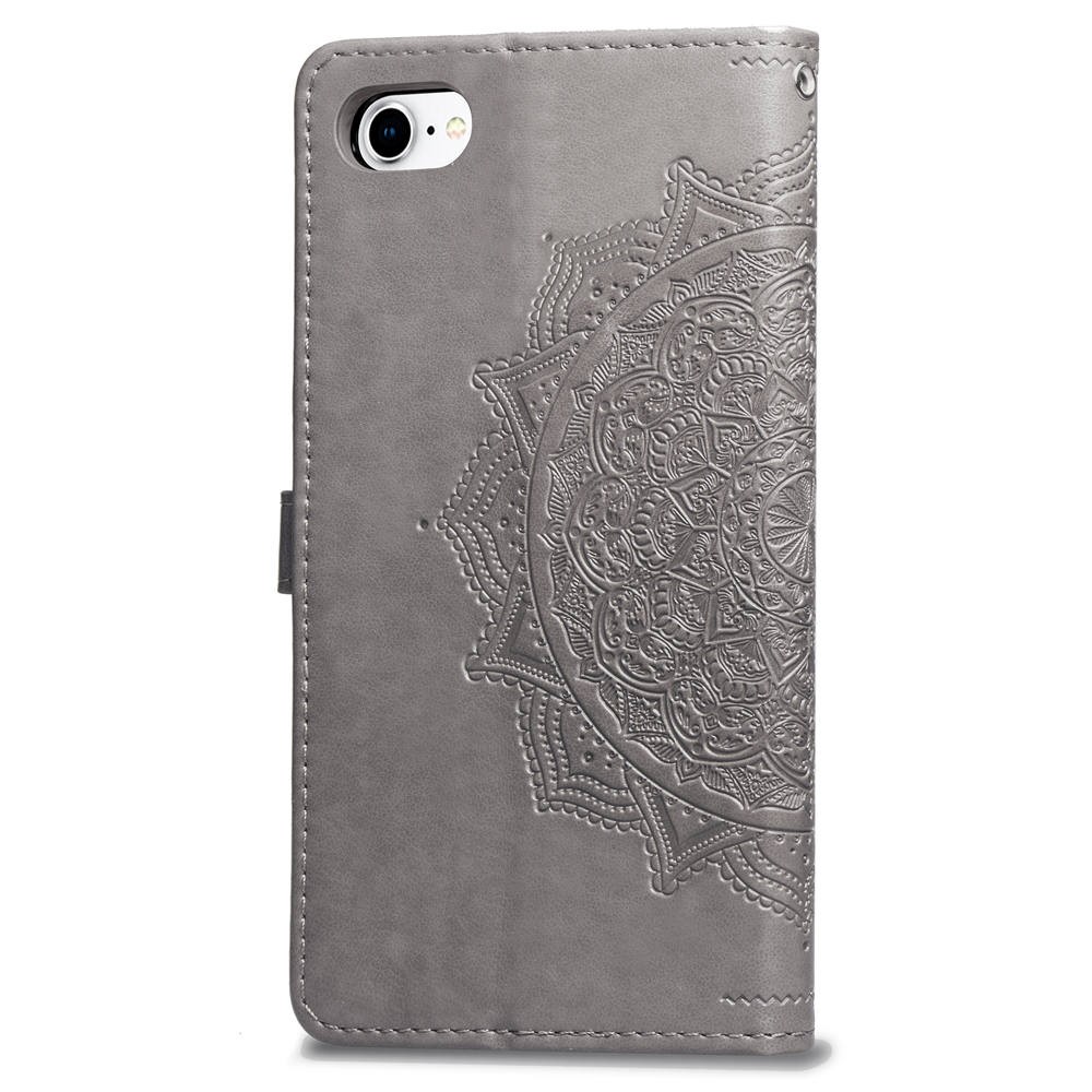  iPhone 7/8/SE (2020/2022) - Mandala Läder Fodral - Grå