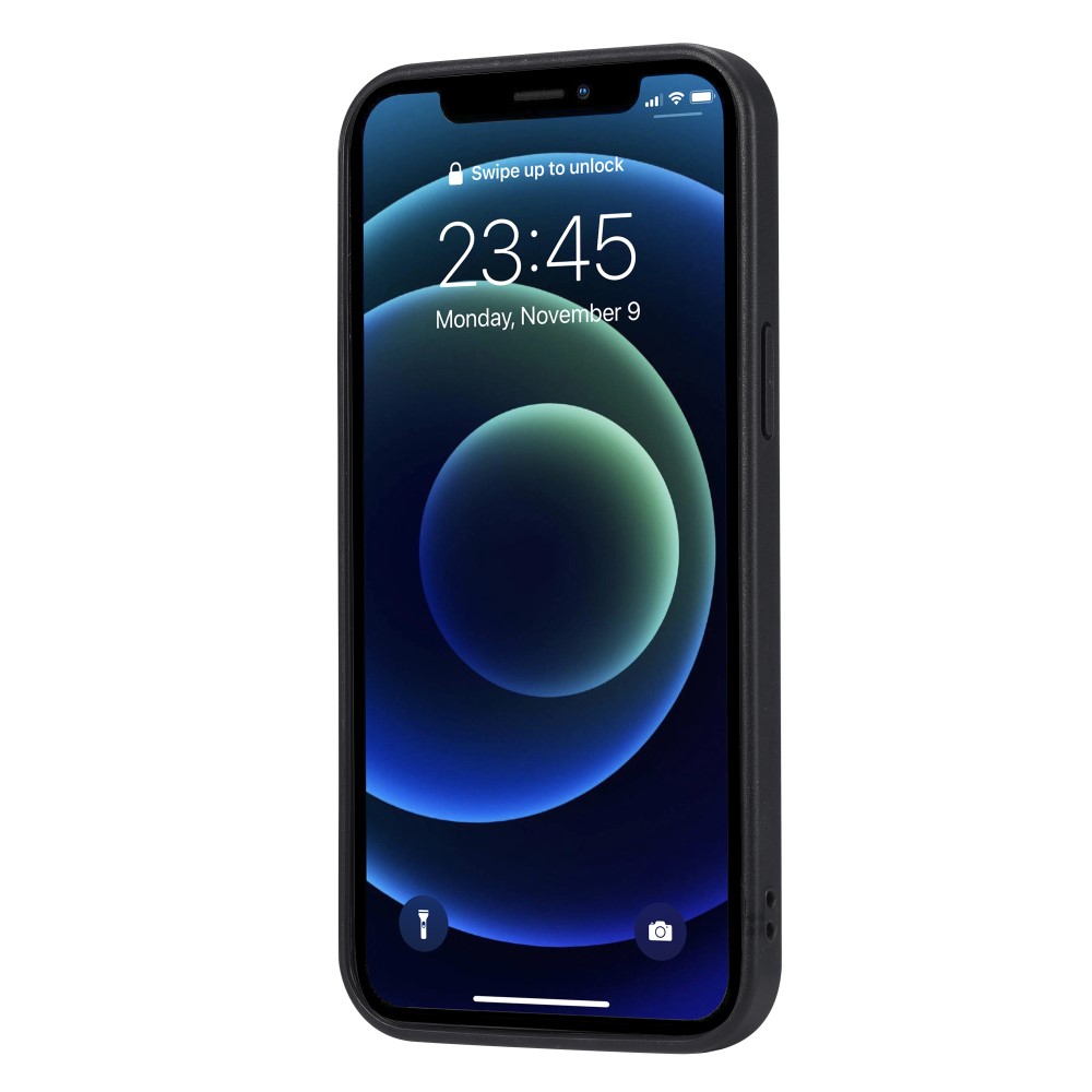  iPhone 12 / 12 Pro - Läder Skal Med Kortfack - Brun