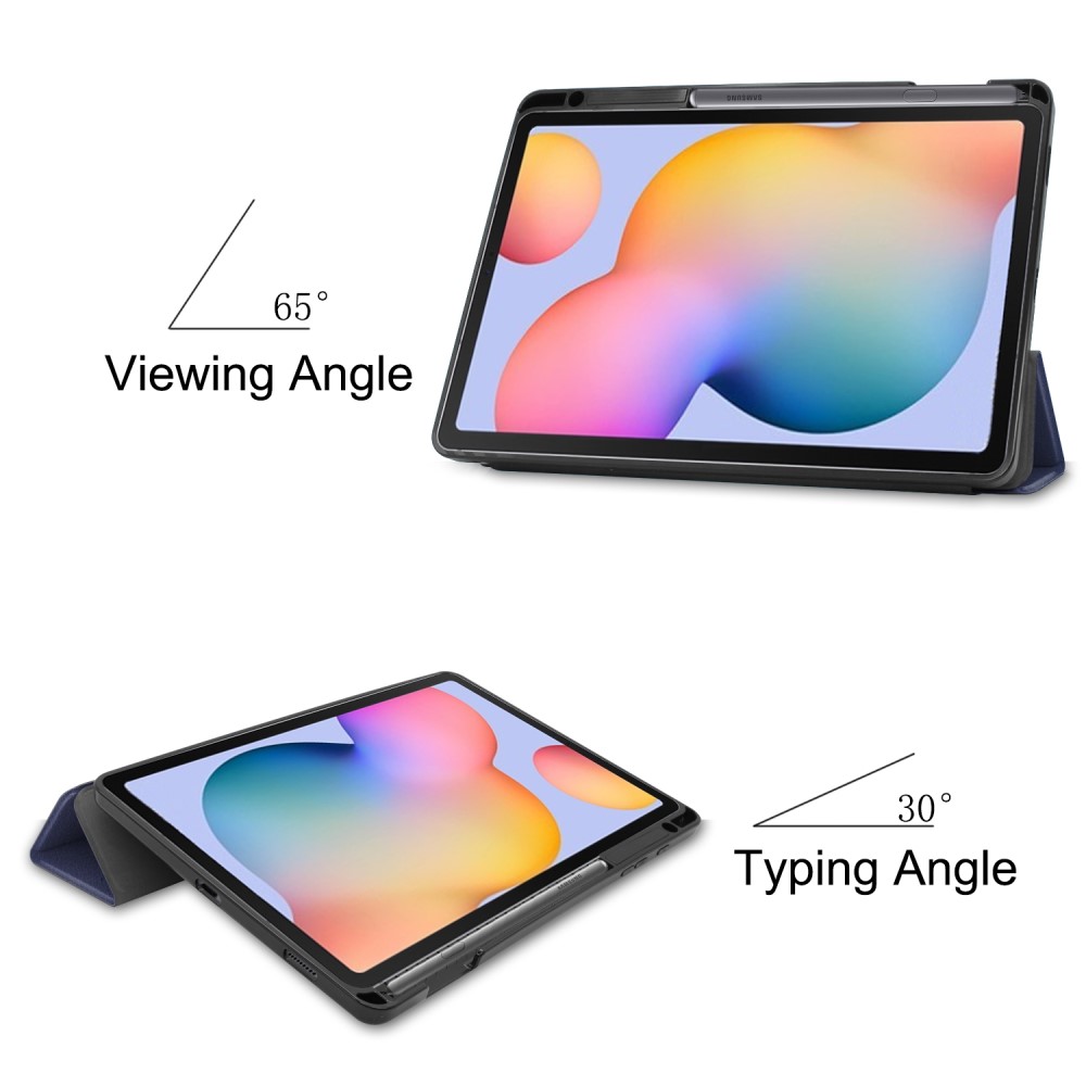  Samsung Galaxy Tab S6 Lite - Tri-Fold Fodral Med Pennhållare - Mörk Blå