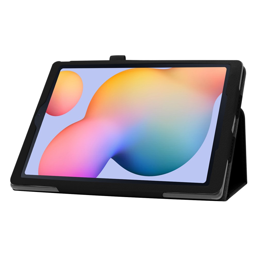  Samsung Galaxy Tab S6 Lite - Litchi Läder Fodral - Svart