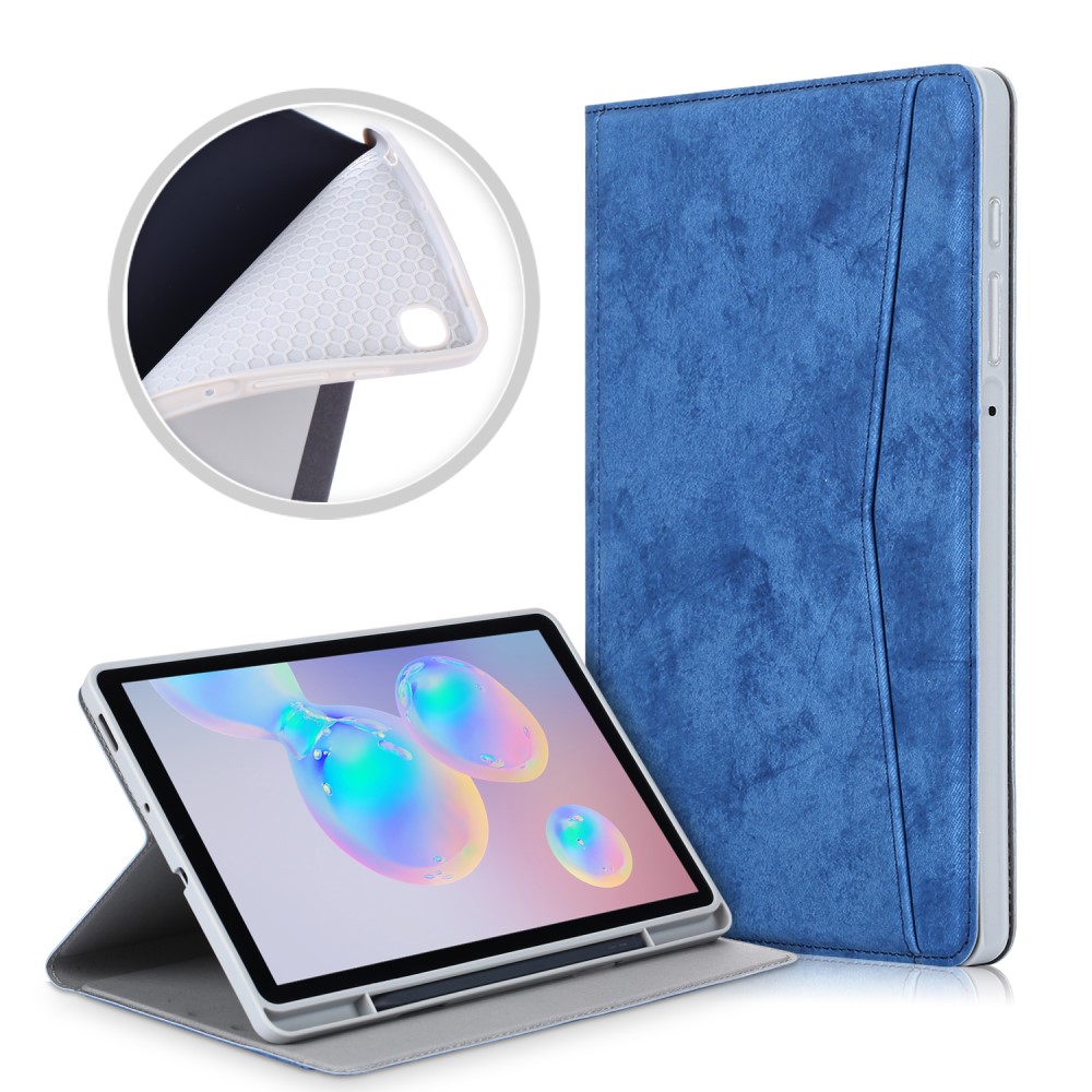  Samsung Galaxy Tab S6 Lite - Fodral Med Frontficka Och Pennhållare - Blå
