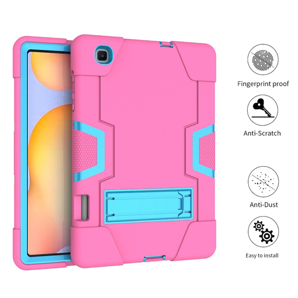  Samsung Galaxy Tab S6 Lite - Shockproof Hybrid Skal Med Kickstand - Rosa/Blå