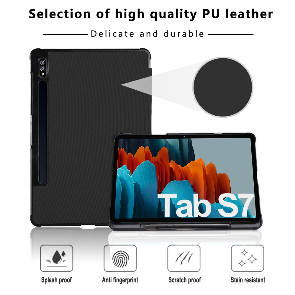  Samsung Tab S7 / Tab S8 - Tri-Fold Fodral Med Pennhållare - Svart