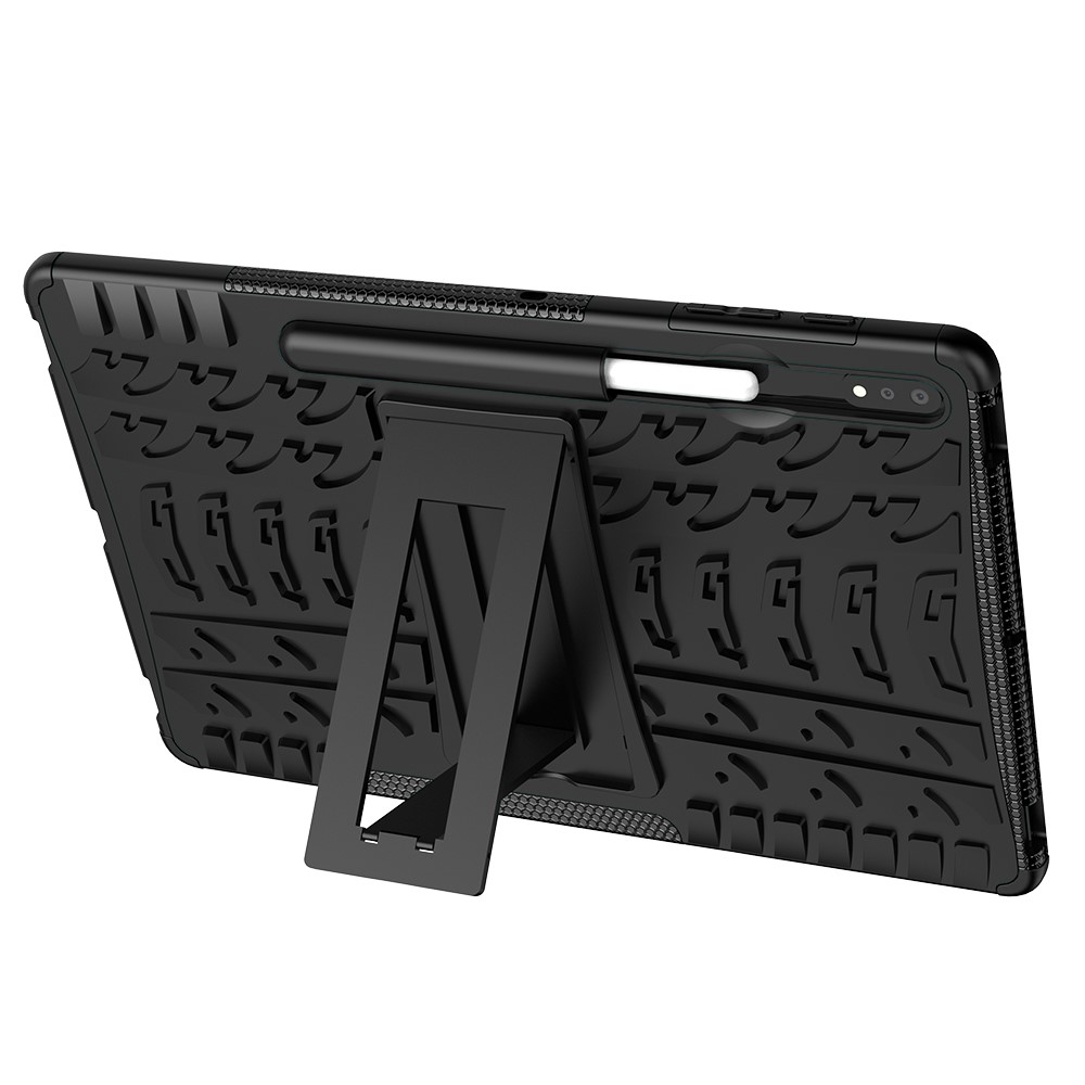  Samsung Galaxy Tab S7 Plus / Tab S8 Plus Skal Rugged Kickstand Armor Svart